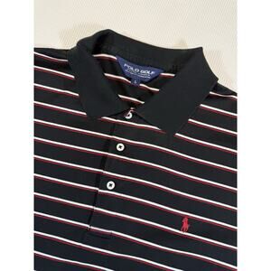 Polo Golf Ralph Lauren Shirt Mens Large Black Striped Pima Performance Pony 90s